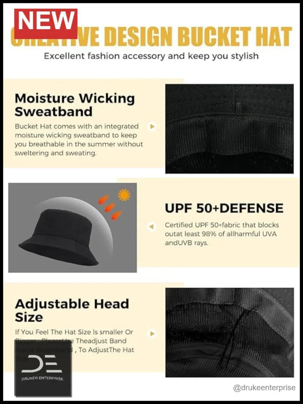 Cotton Bucket Hat Unisex Summer Sun Hat Packable Fisherman Cap Casual